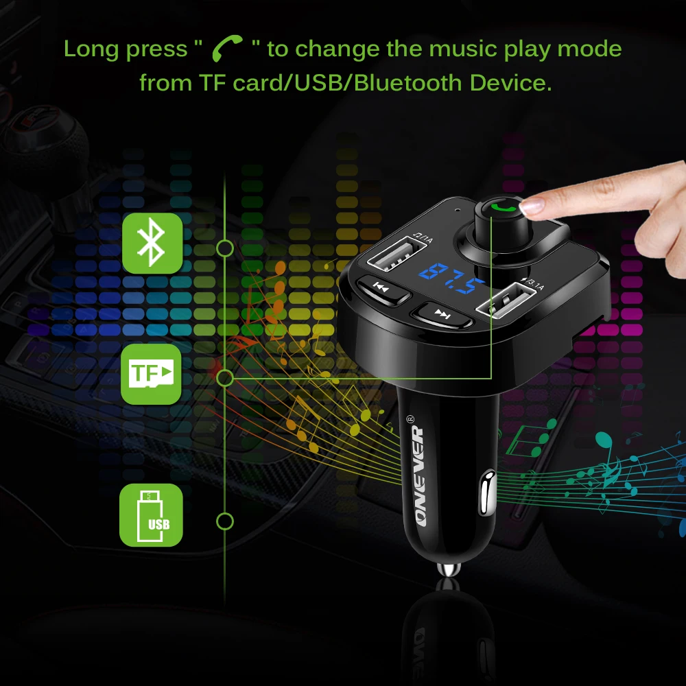 FM трансмиттер беспроводной с Bluetooth mp3 плеером поддержкой TF USB накопителем