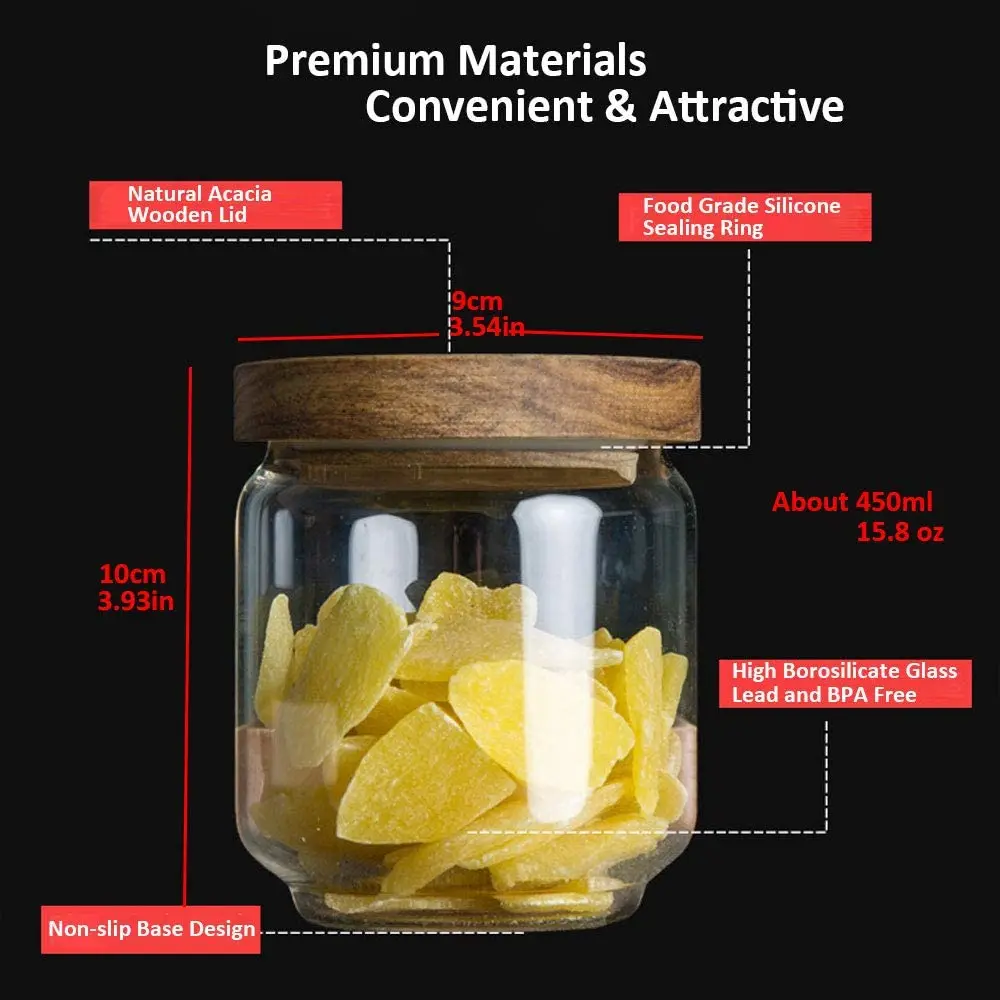 Стеклянный контейнер для хранения с деревянной баночка крышкой Кухонный