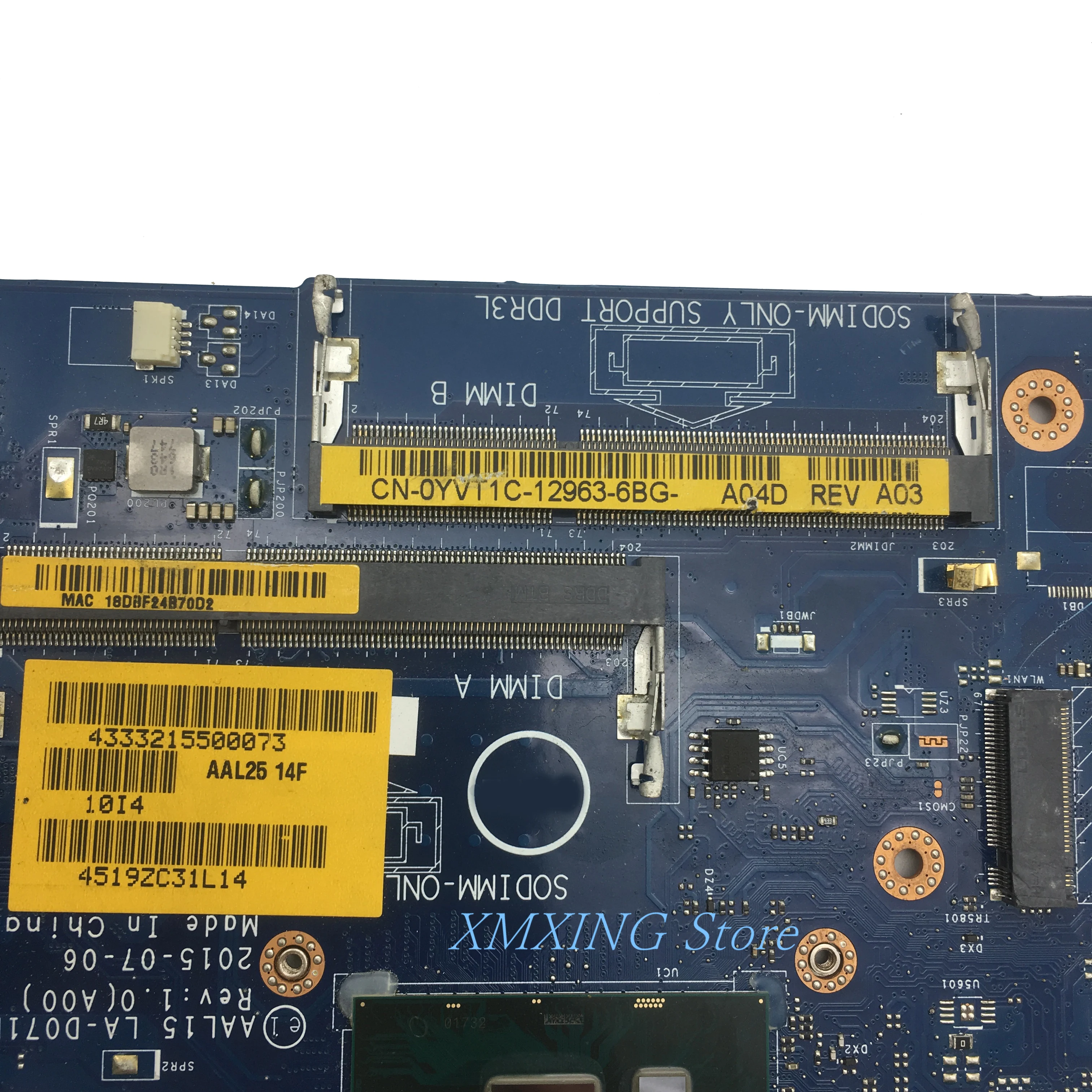 

FULCOL For DELL Latitude 15 5559 5459 5759 Laptop Motherboard I7-6500U CPU LA-D071P CN-0YVT1C 0YVT1C YVT1C Tested 100% work