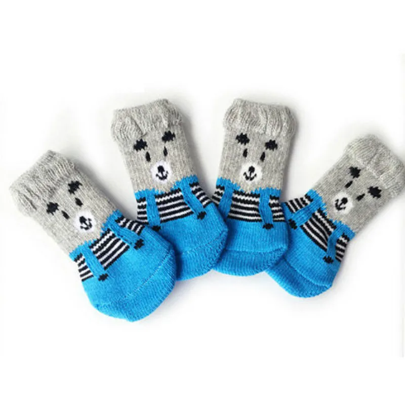 

Pet Dog 4 Pieces/set Cotton Socks Shoes Winter Medium Small Dog Cartoon Non-slip Cotton Socks Shoe Covers Cat Paw Shoes Sneakers