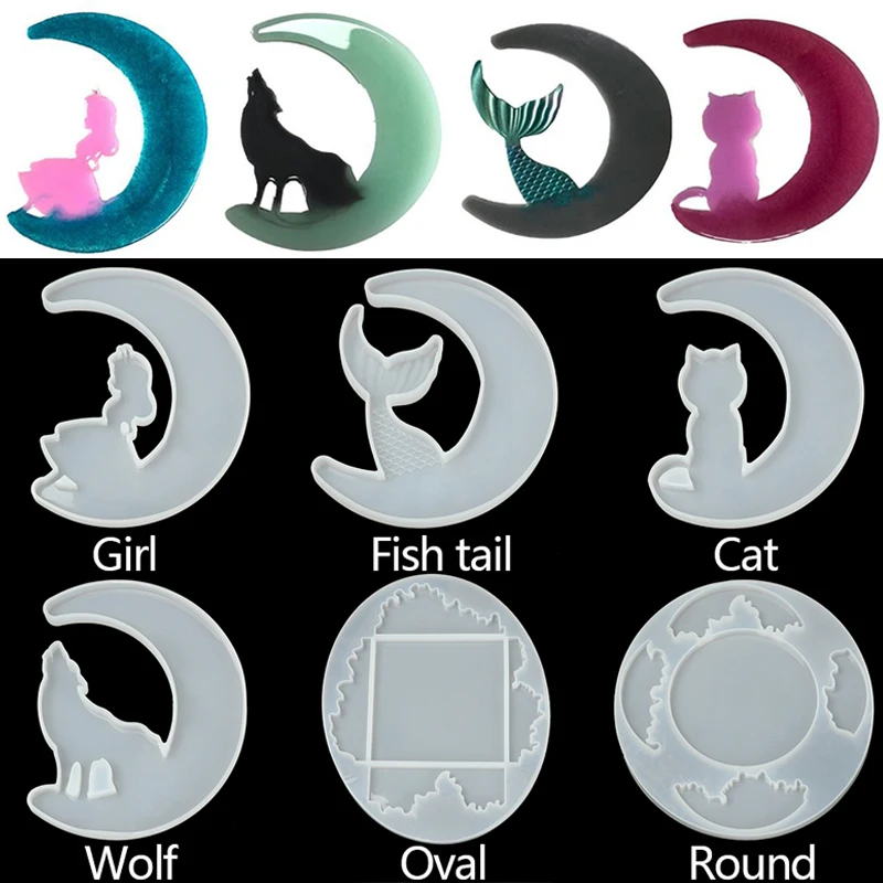 1 шт. силиконовая форма для девочек с Луной хвостами Волками кошками эпоксидной