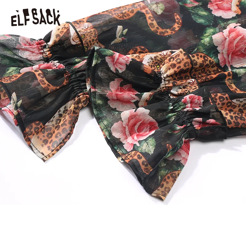 ELFSACK винтажные женские Платья с цветочным принтом осень 2019 новое праздничное