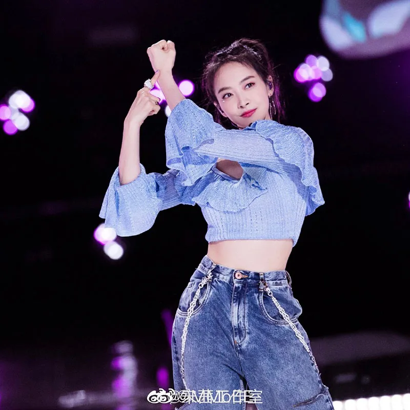 

2021 Summer Fashion Song Qin Star Stage Rehearsal Same Jeans Retro Dark Blue Boyfriend Style High-waisted Jeans Female