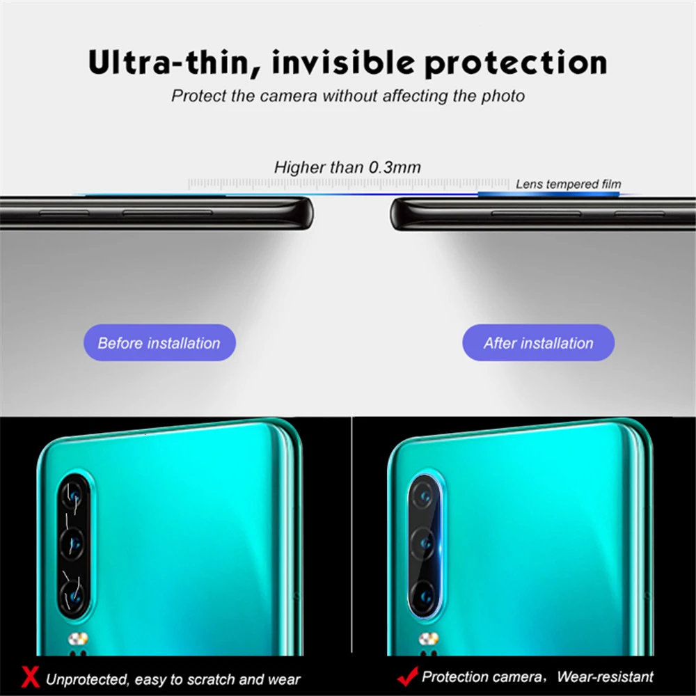 Защитное стекло для камеры Huawei P20 P30 Mate 30 20 Pro закаленное + металлическое заднее
