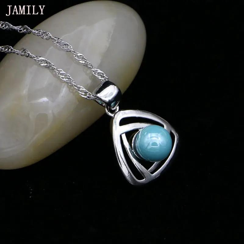 Простые жемчужные Ювелирные наборы синие бусы кулон кольцо ожерелье