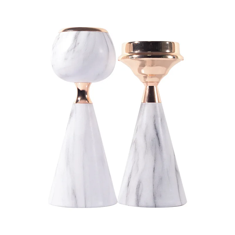 

Luxury White Bulk Candle Holder Table Gold Marble Candle Holders Elegant Simple Centros De Mesa Wedding Centerpieces EA60ZT
