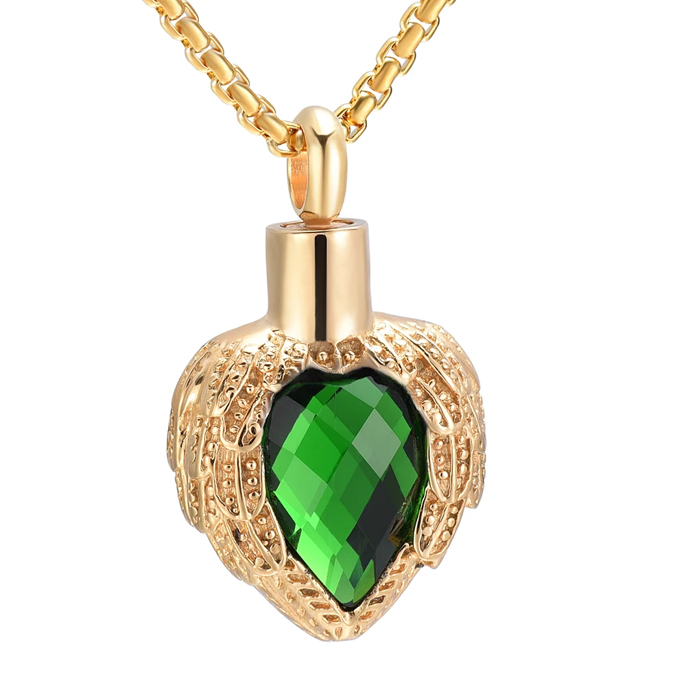 LL027 Золото Нержавеющая сталь Крыло ангела перо завернутый капля кристалл