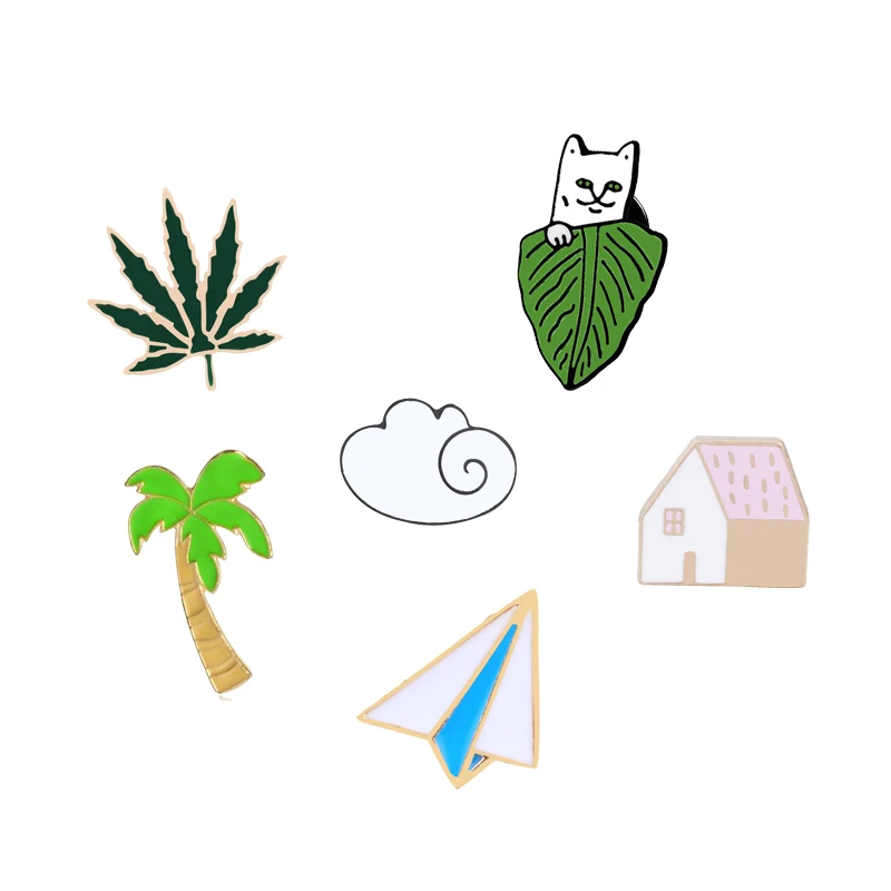 Симпатичные украшения для женщин Металлическая Булавка облако лист дом