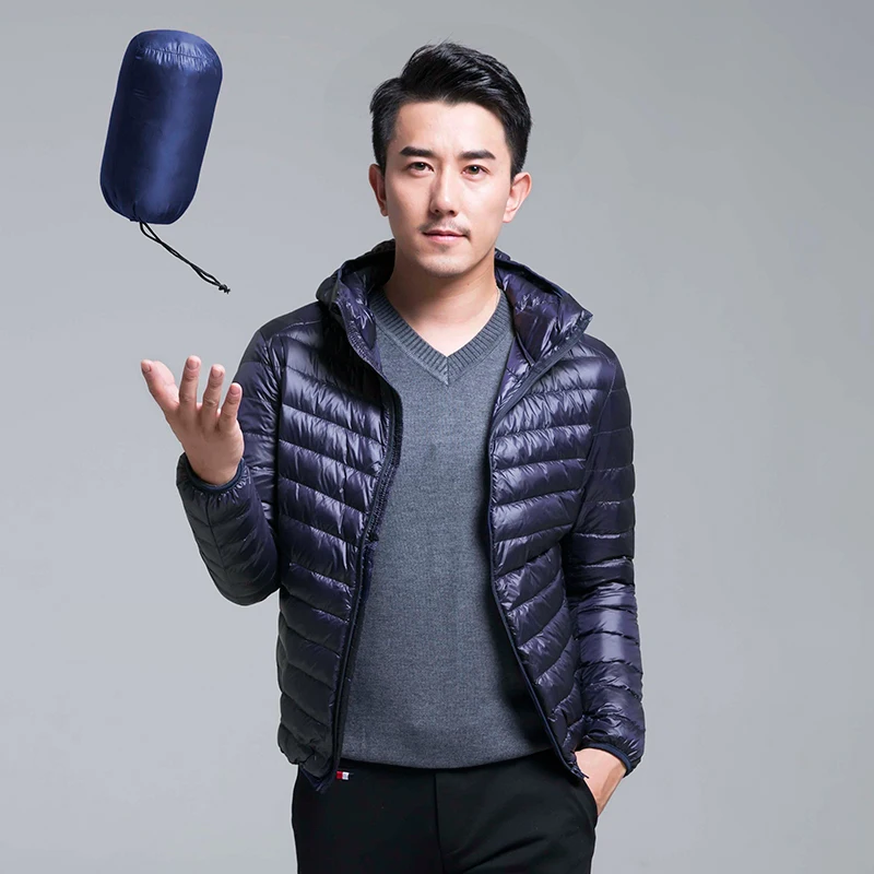 Новинка сверхлегкая мужская куртка на 90% белом утином пуху зимнее пальто