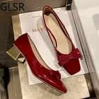 Туфли женские на низком каблуке, пикантные элегантные лоферы, без застежки, плоская подошва, красные, черные, 2021