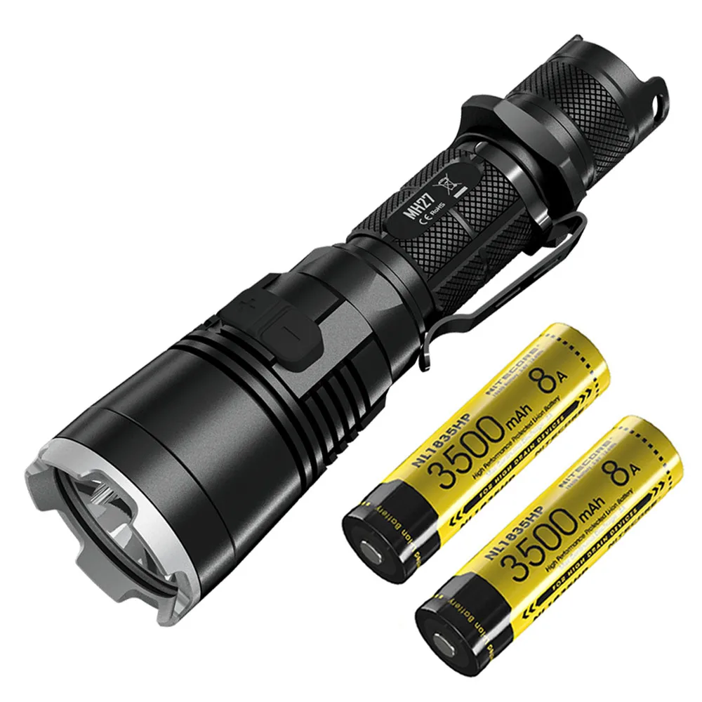 MH27 NL1835HP x 2 NITECORE MH27 многофункциональная вспышка CREE XP-L HI V3 max 1000 лм зарядка через usb красный зеленый синий дальность луча 462 м фонарик - Испускаемый цвет: MH27 NL1835HP x 2