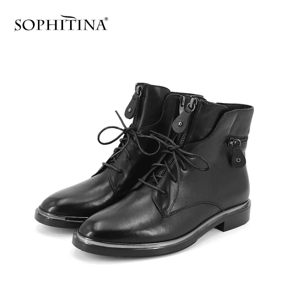 SOPHITINA/модные ботинки на молнии Удобная дышащая базовая обувь из натуральной кожи