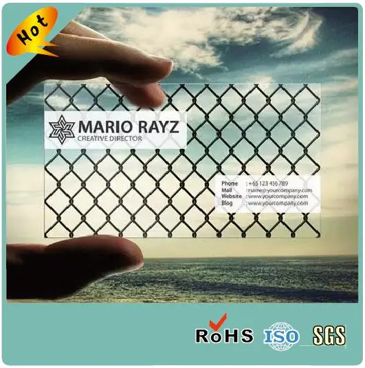 2019 New Design Transparent PVC Plastic Business Cards