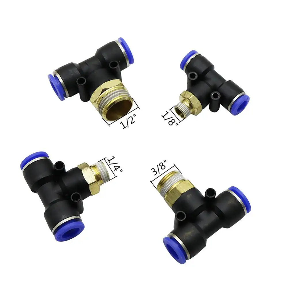 Тройник с наружной резьбой 6 мм на 1/8 дюйма 1/4 3/8 1/2