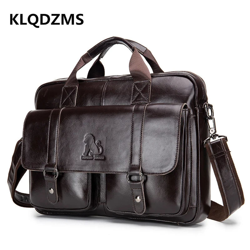 KLQDZMS  Man Briefcase Handbag Business Computer Bag Genuine Leather Laptop-Bag Design Multifunction Backpack Hot Sell
