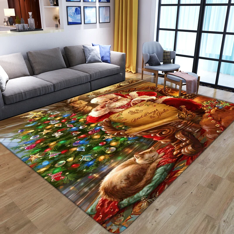 

Merry Christmas Party Carpets for Living Room Bedroom Area Rugs Kids Room Play Carpet Xmas Home Decor Floor Rug Child Game Mat