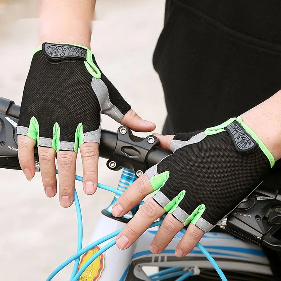 

Велосипедные перчатки CoolFit, Нескользящие дышащие спортивные перчатки с защитой от пота, с открытыми пальцами, для мужчин и женщин