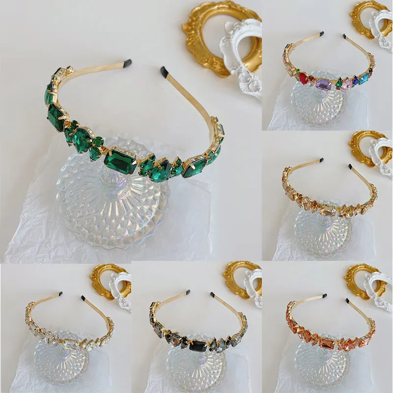 

Повязка на голову женская с жемчугом, цветной обруч в стиле барокко, с цветами, украшение для волос с бриллиантами, аксессуары для волос, 2020