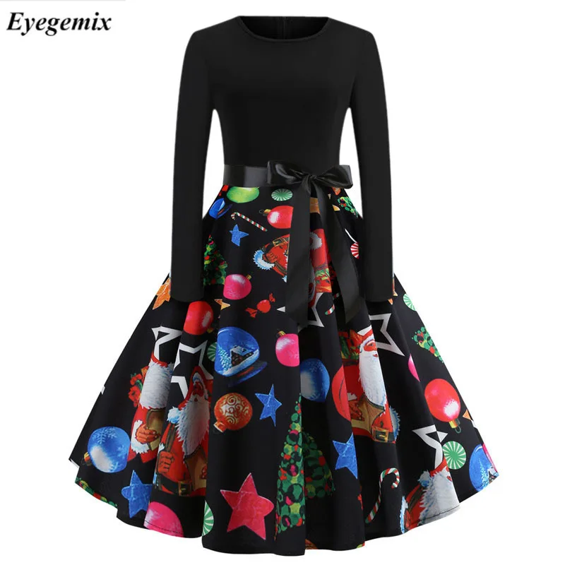 Винтажное платье 2020 повседневное рождественское зимнее снеговика женское 50s 60s