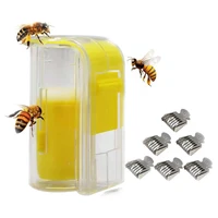1 pc bee queen marker bottle breathable plastic anti escape apiary mark cage and 6 pcs bee clips stainless steel queen catcher
