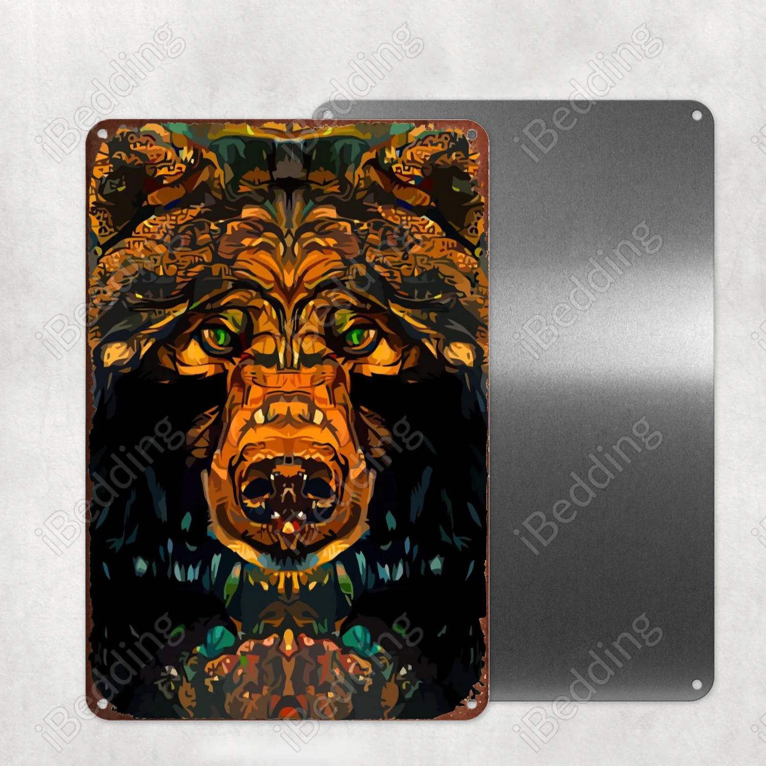 

Абстрактная тату-картина в виде медведя, искусственная металлическая картина, Настенный декор для бара, паба, клуба, железная картина, декор...