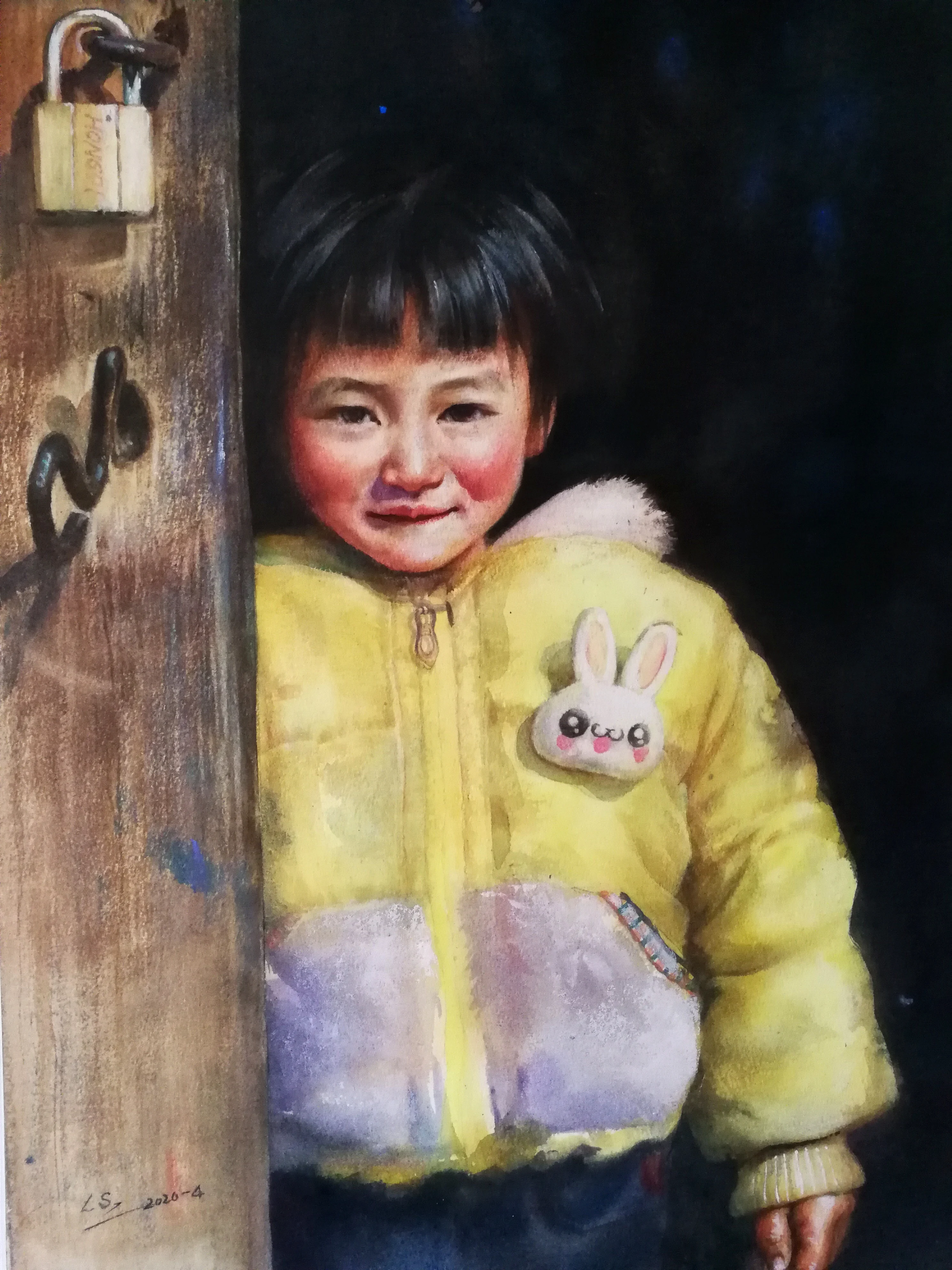 

Handmade Watercolor Painting on High Quality Paper from China Top Art School : Xi'an Academy of Fine Arts.Title: Shyness