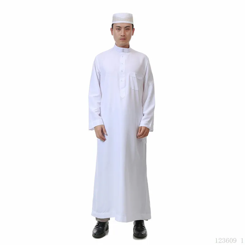 

Jubba Thobe Muslim Men's Clothes Dubai Abaya Man 2021 Fashion Solid Color Prayer Robe Loose Casual Modest Islam Clothing New