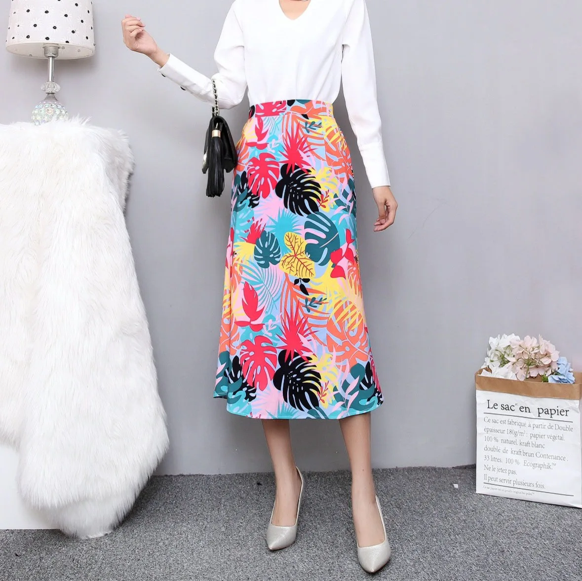 Юбка Женская Офисная с подсолнухом Элегантная Модная пикантная юбка буквенным