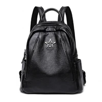 womens backpack genuine leather female bags high quality top layer cow skin fashion zipper star shoulder bag with hard handle
