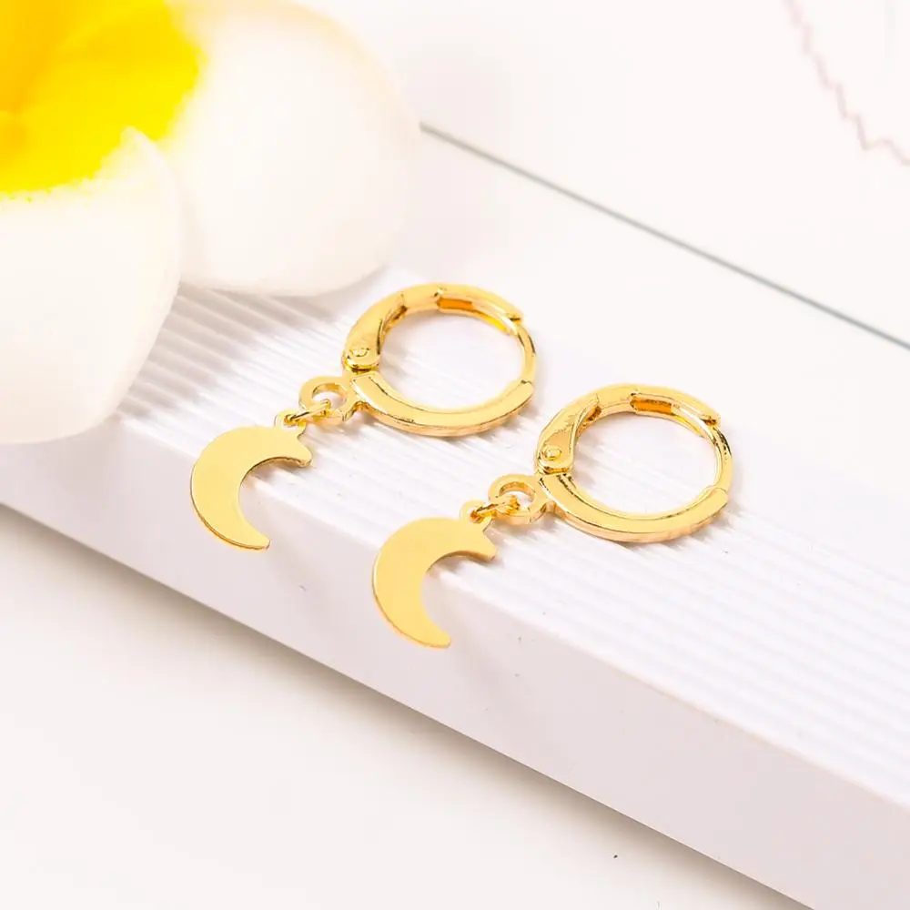 Пара золотых звезд Луна бабочка кулон французский крючок серьги женские модные