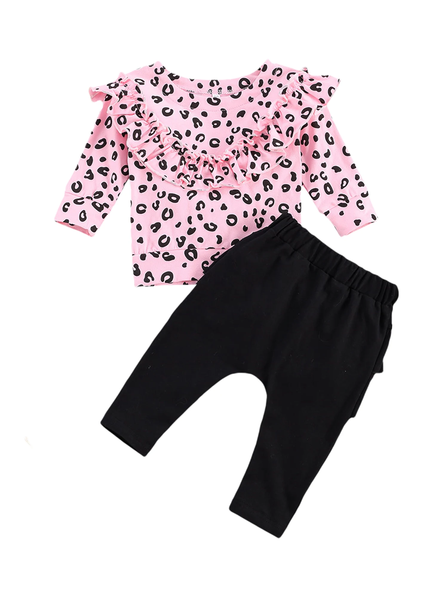 

Baby Girl 0-3T Clothes Newborn Infant Fashion Autumn Leopard Printed Cotton T-shirt Pants Fall Toddler Girls Clothing Suit