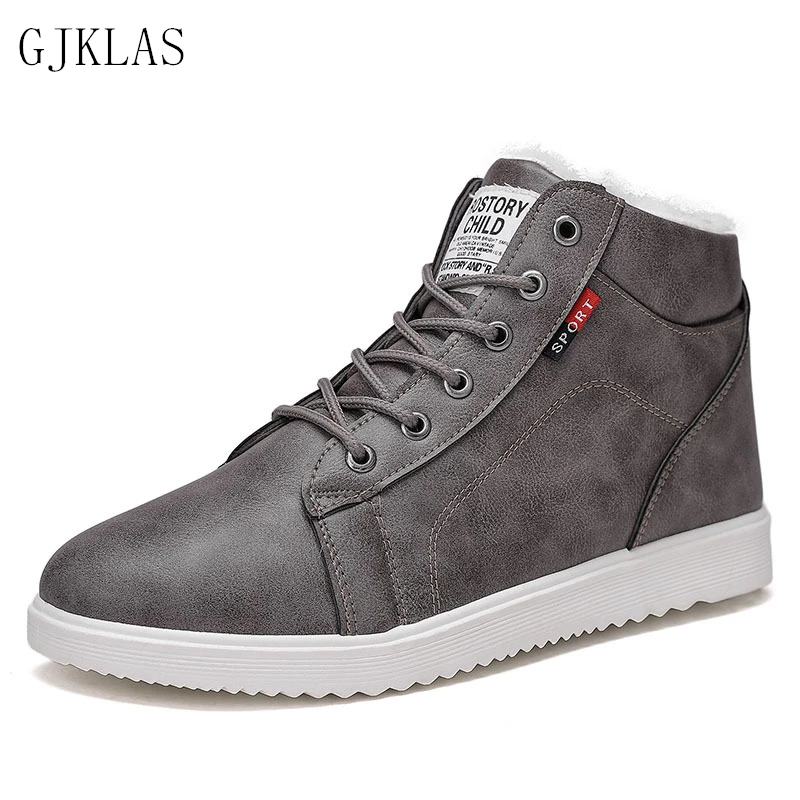

Leather Men Boots Winter with Fur Warm Waterproof Shoe Men Ankle Sneakers Homme Lace Up Outdoor Sneaker Boots Snow Boot for Men