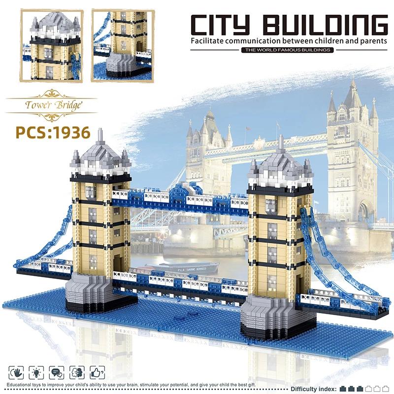 

Creator Mini Blocks World Famous Architecture Twin bridges Arc de Triomphe Tower 3D Model Building Block Educational Bricks toy