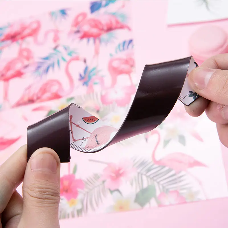 Милые 18 см магнитные розовые Пантеры Фламинго прямая Линейка милые пластиковые