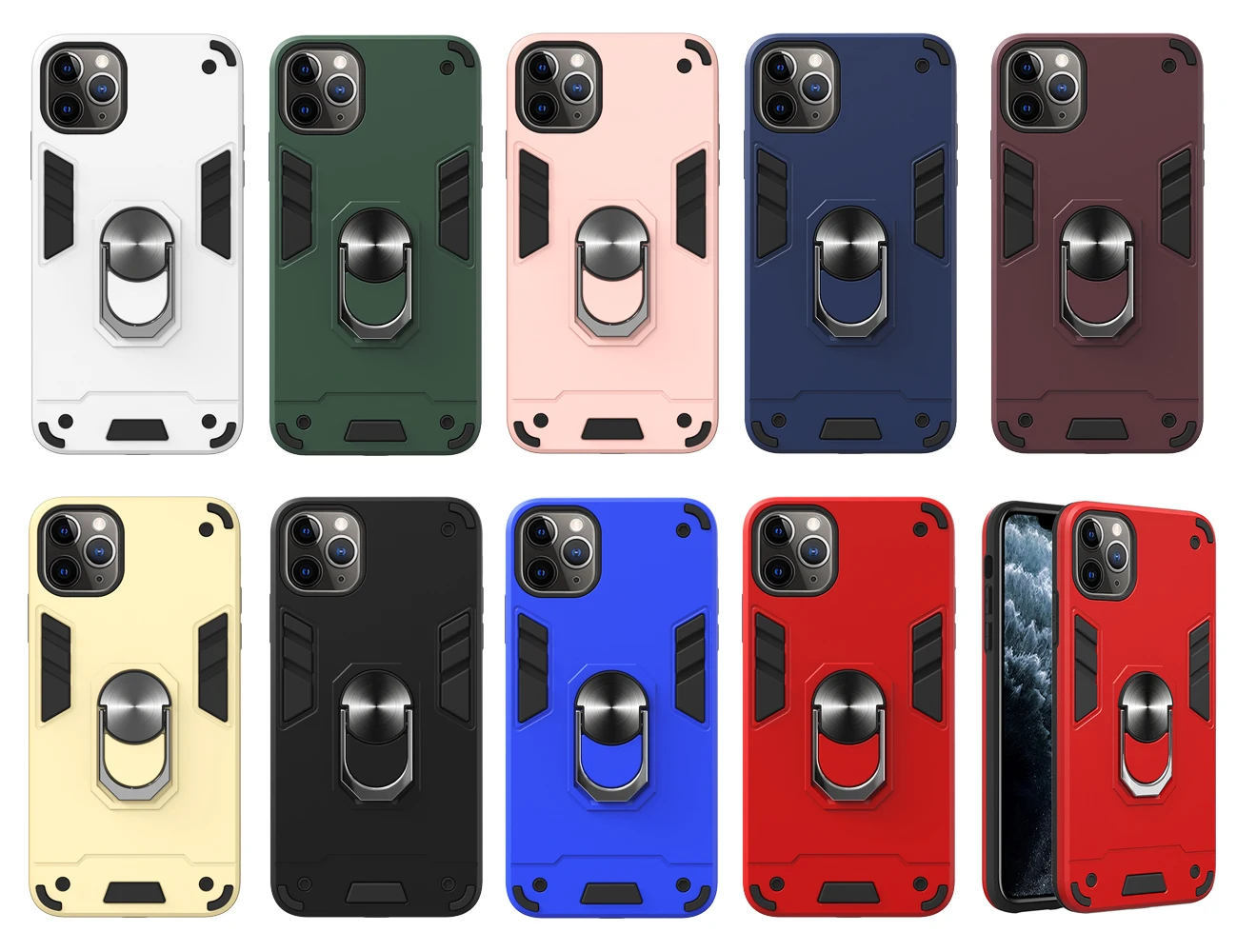 Жесткий чехол с кольцом-подставкой для Apple iphone 11 Pro Max противоударный защитный
