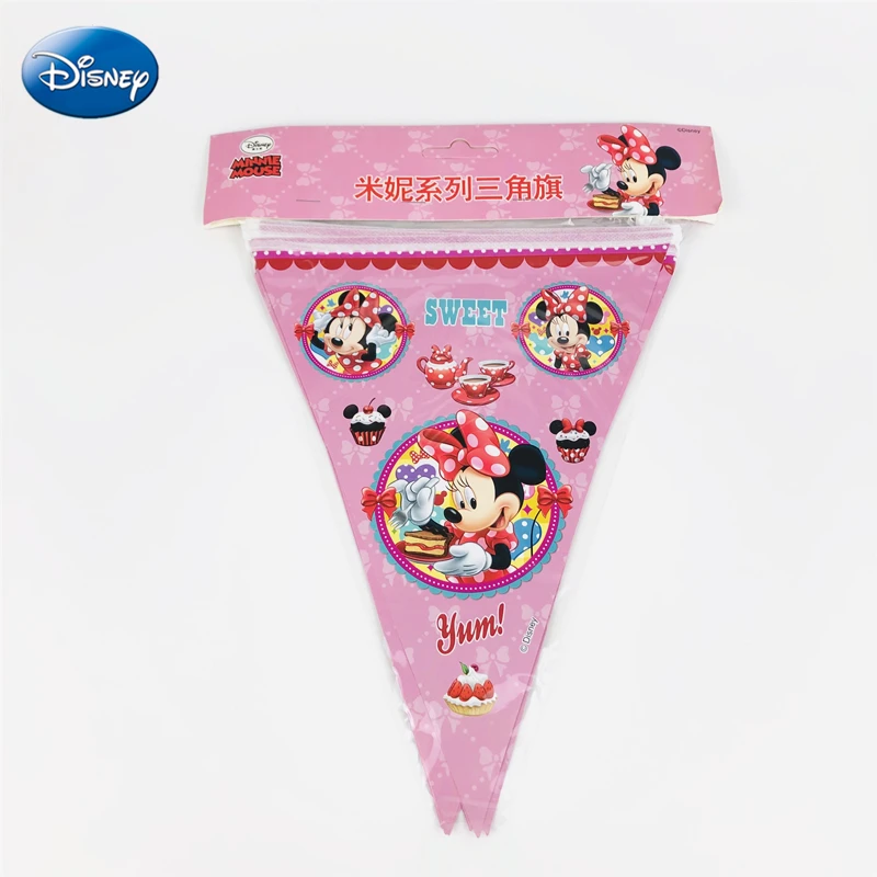 Disney-vajilla desechable de Minnie Mouse para ni&ntilde;os y ni&ntilde;as, decoraci&oacute;n de fiesta de cumplea&ntilde;os, plato de papel, taza, servilleta y suministros de banderas, 56 piezas, novedad-4