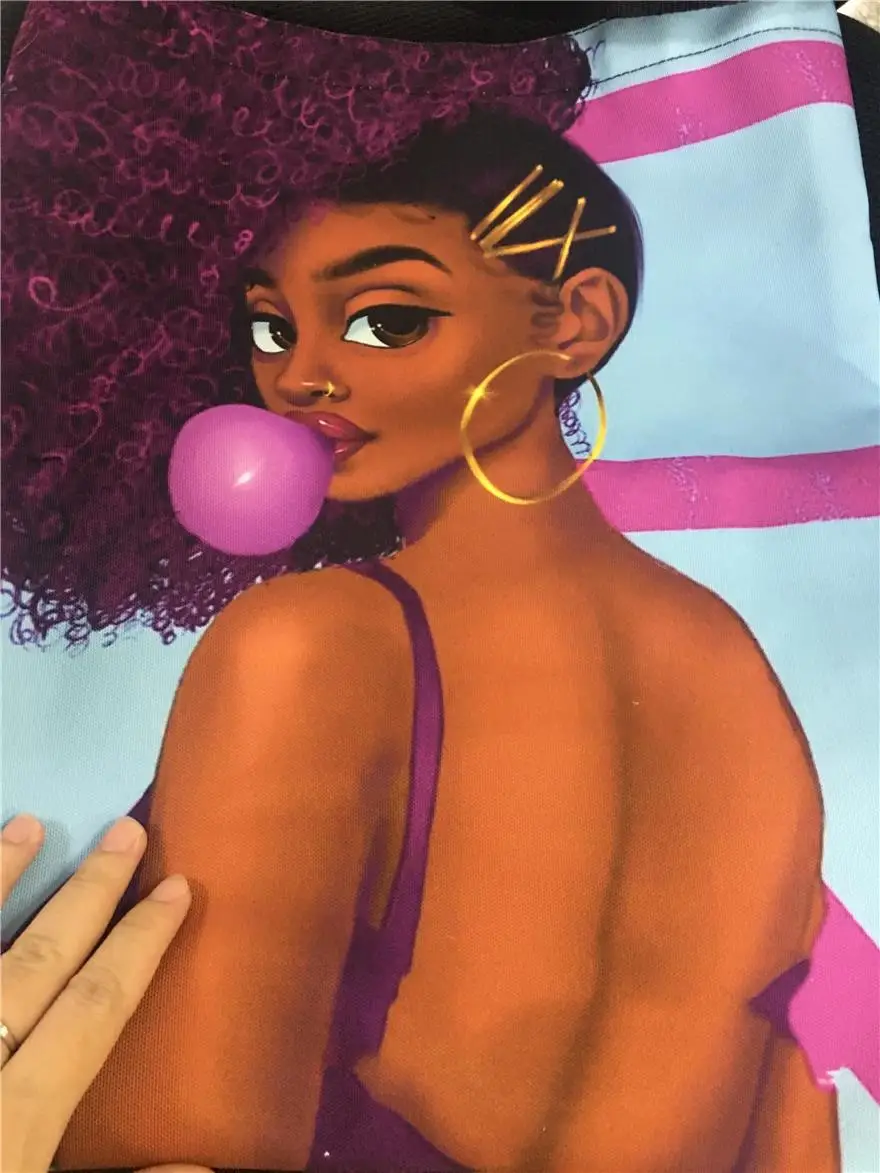 

New African Girls Print Women Handbag Large Canvas Tote Bags With Custom Your Logo Casual Traveling Beach Shoulder Bag Female