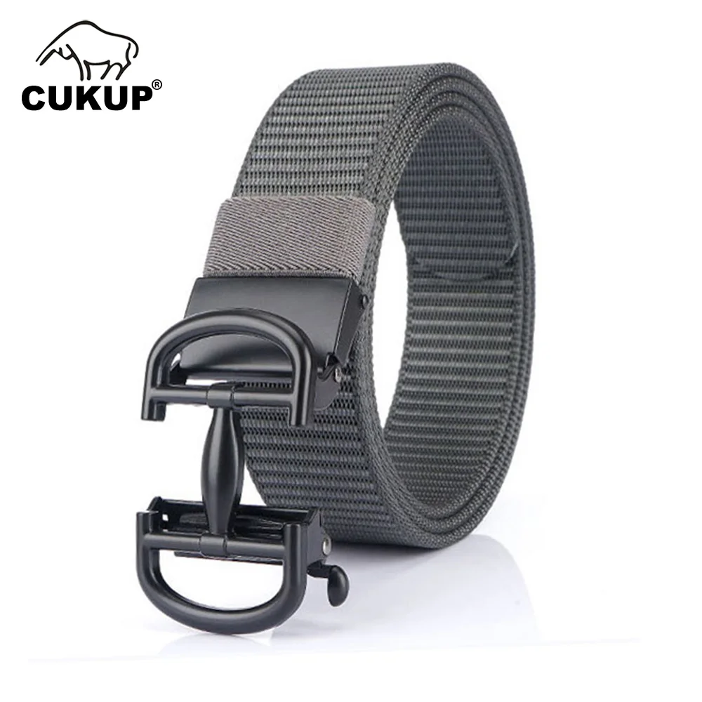 CUKUP Men's New Designer Knitting Accessories Unique Design Zinc Buckle Fashion Nylon Belt Quality Canvas Belts for Men CBCK216