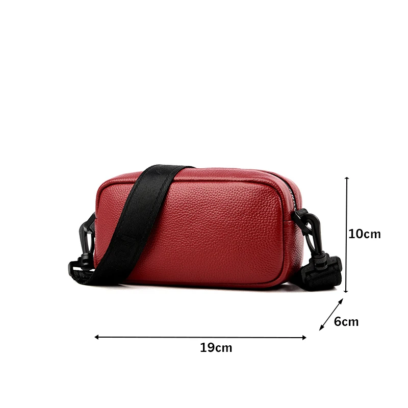 

New Women Nature Genuine Leather Single Shoulder Bags Wide Strap Small Vintage Lady Zipper Messenger Bags Portable For Summer