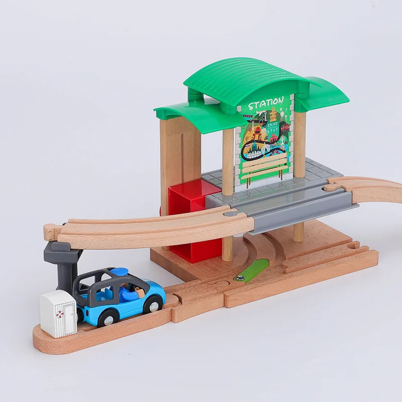 

Wooden Train Track Port Wharf Scene Railway General Accessories Transportation Center Port Transportation Children's Toys Gifts