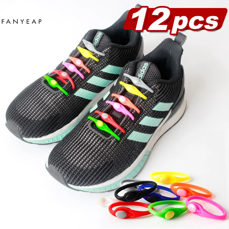 

8pair Silicone Elastic Shoelaces Fashion Unisex Athletic No Tie Shoe Lace All Sneakers Fit Quick Shoe Lace