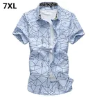 Мужская приталенная рубашка в полоску, повседневная брендовая рубашка с коротким рукавом, большие размеры 5XL 6XL 7XL, лето 2019