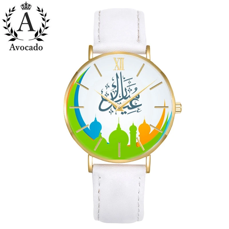 

New Fashion Arabic Watch Minimalist Ultra-Thin Gold Case Quartz Wristwatches White Leather Strap