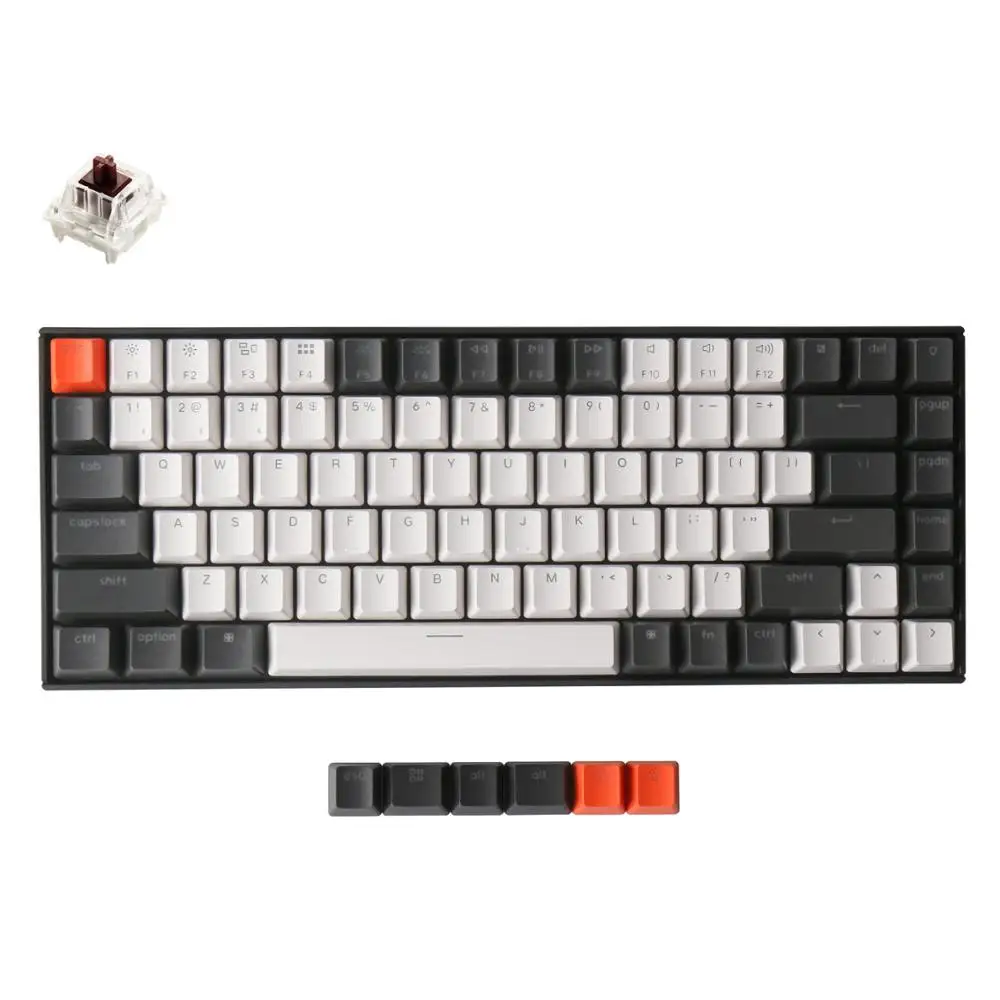 Keychron k2 axh bluetooth teclado mecânico sem fio 84 teclas gateron quente-swappable interruptor branco led retroiluminado