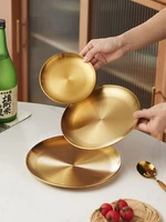 thicken stainless steel round dish plate gold color coffee tray dessertsbarbecue plate nordic style storage tray tableware