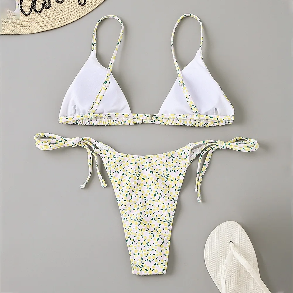 

New Pink Ruffled Frilled Bikini 2021 Women swimsuit female swimwear Two pieces bikini set Halter Bather String bathing suit Swim