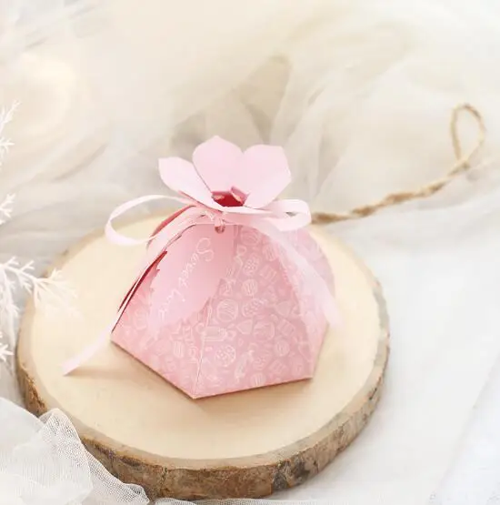 pink 100 шт креативный цветок Топ Стиль Свадебные Сувениры Конфеты Коробочки bomboniera аксессуары для вечеринки подарок коробка для сахара, шоколада коробка - Цвет: pink