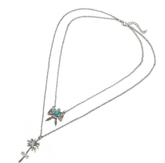 Женское Бохо персональное письмо кокосовое дерево птица цепь многослойный набор