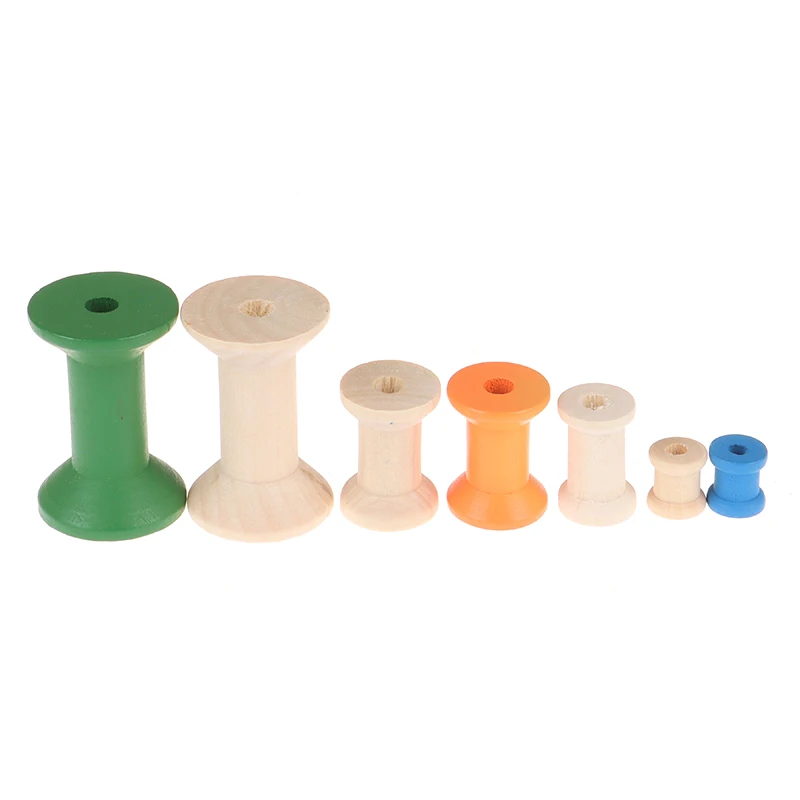 10Pcs/Pack Thread Wire Tools Wooden Bobbins Spools Reels Vintage Style Organizer For Sewing Ribbons Twine Wood Crafts | Дом и сад