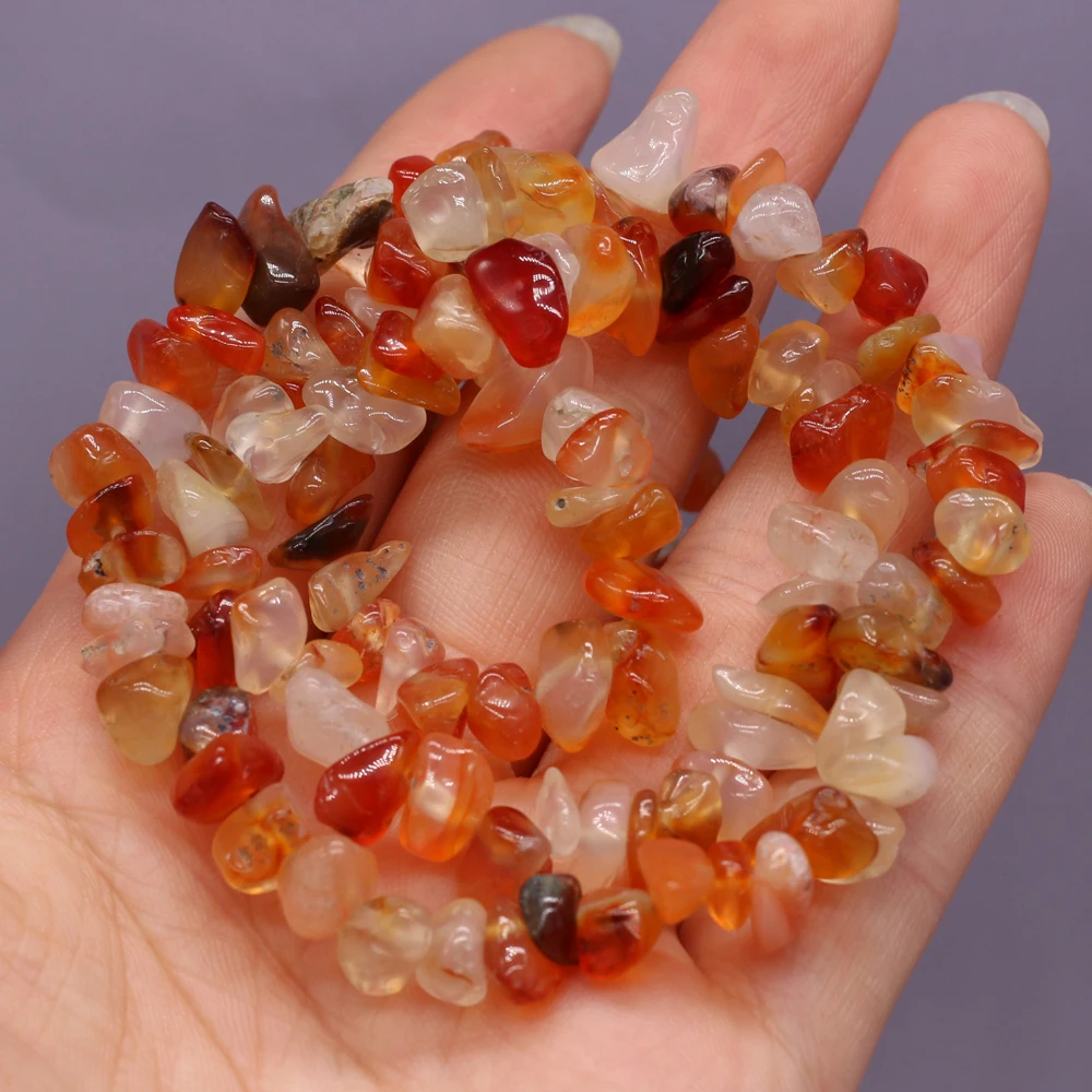 

2021 New Spot Natural Semi-precious Stone Gravel Beaded Red Agate Handmade DIY Necklace Bracelet Jewelry Gift 5-8mm Length 40Cm